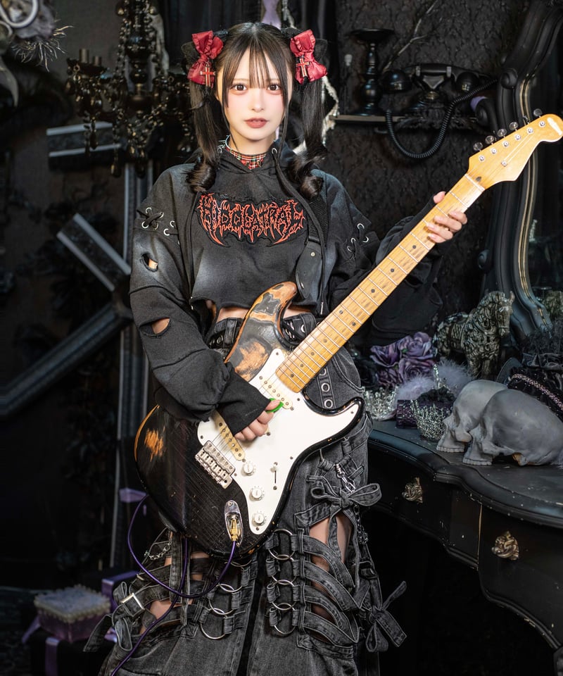 ダメージショート猫耳パーカー》BLACK | HIDOLATRAL THEODOL ダメージショート猫耳パーカー》BLACK | HIDOLATRAL THEODOL