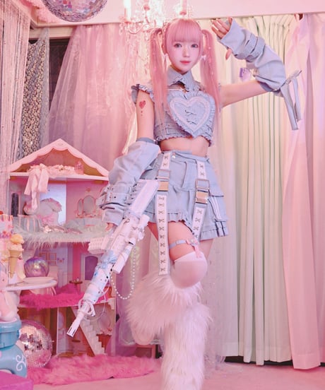 《y2kデニムハートビスチェ》BLUE