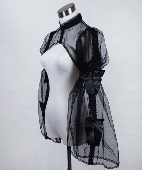 《リボンレース姫袖ボレロ》BLACK