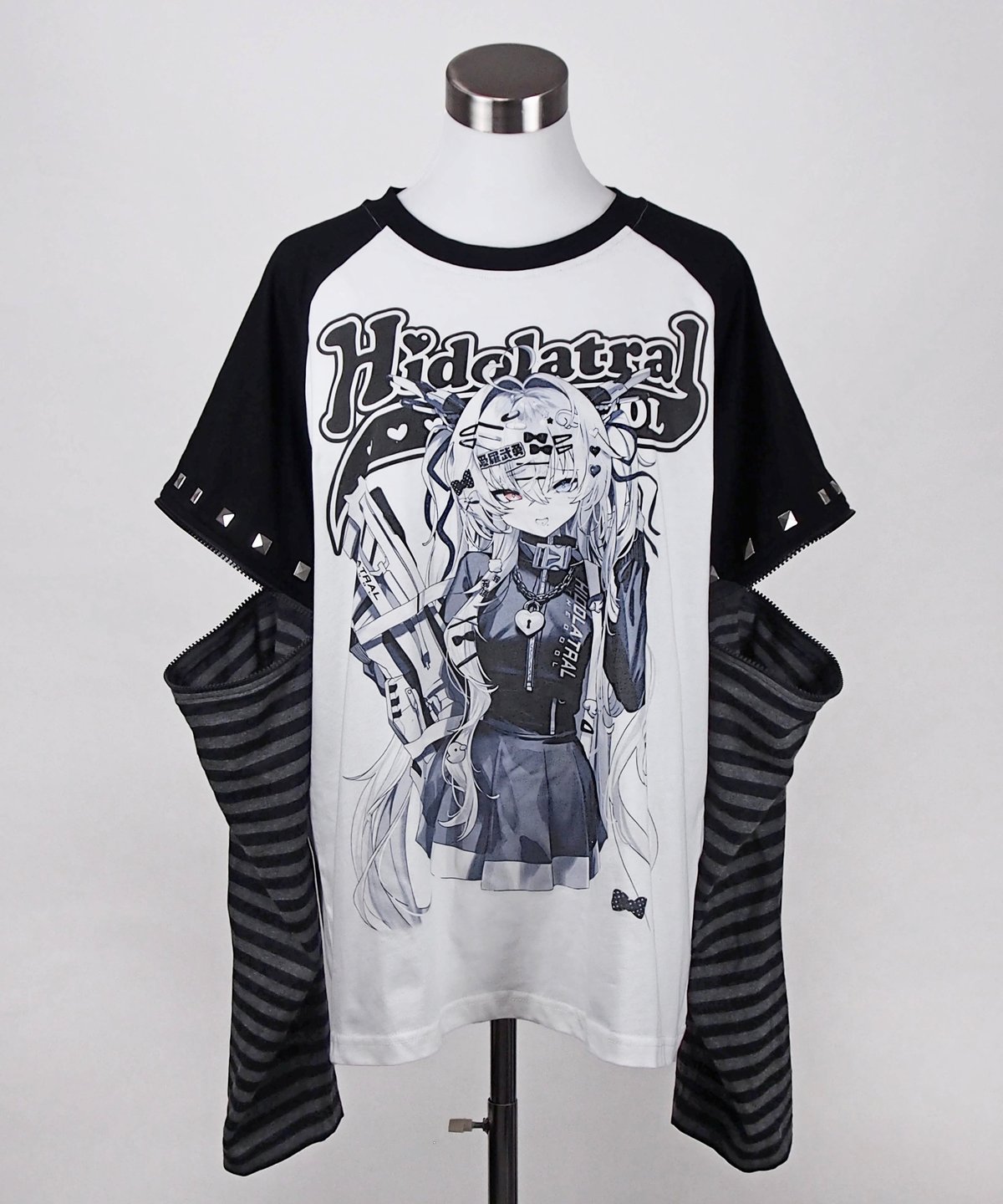 HIDOLATRAL THEODOL 3wayイラストラグランTシャツBLACK