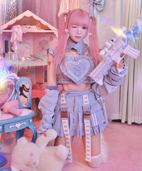 《y2kデニムハートビスチェ》BLUE