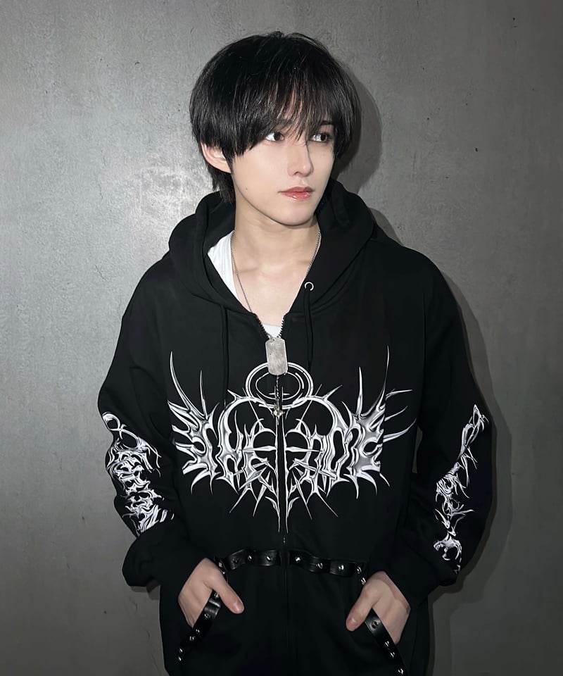 メタルエンジェルジップパーカー》BLACK | HIDOLATRAL THEODOL