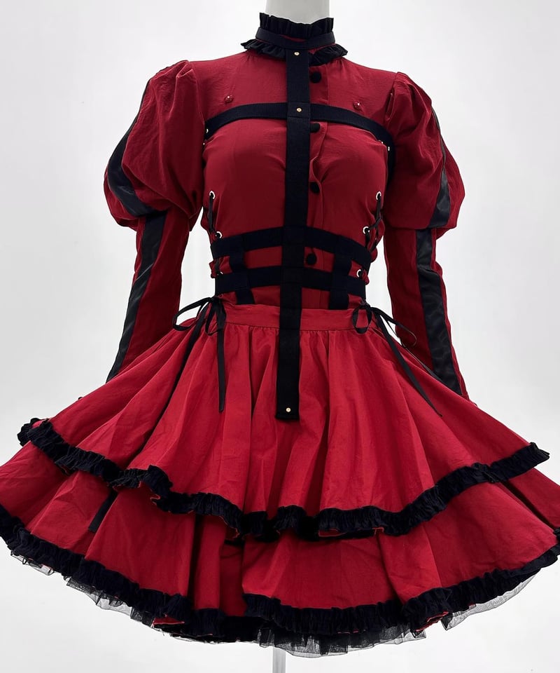 HIDOLATRAL THEODOL クロスハーネススカート　レッド　M HIDOLATRAL THEODOL クロスハーネススカート レッド M クロス