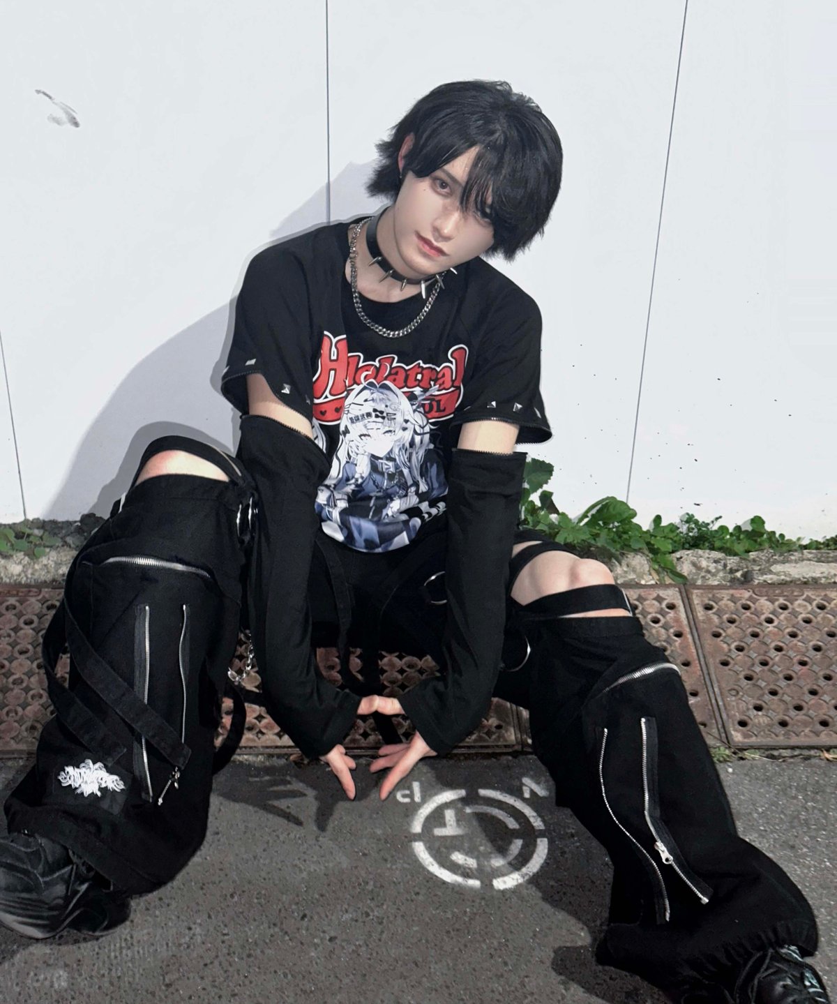 3wayイラストラグランTシャツ》BLACK | HIDOLATRAL THEODOL