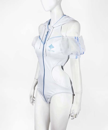 《サイバーパーカーワンピース水着》WHITE