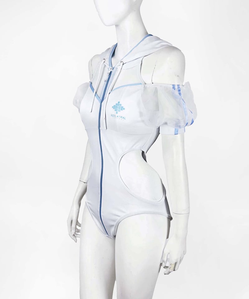 イドラタール　テオドール サイバーパーカーワンピース水着 サイバーパーカーワンピース水着》WHITE | HIDOLATRAL THEODOL