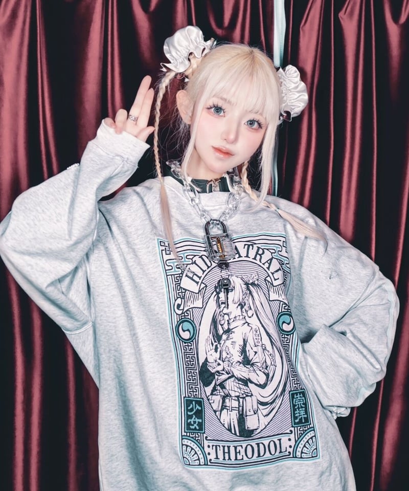 yotsuba様【チャイナタウンマーケット】フーディスエット 少女崇拝チャイナスウェット》GRAY | HIDOLATRAL THEODOL