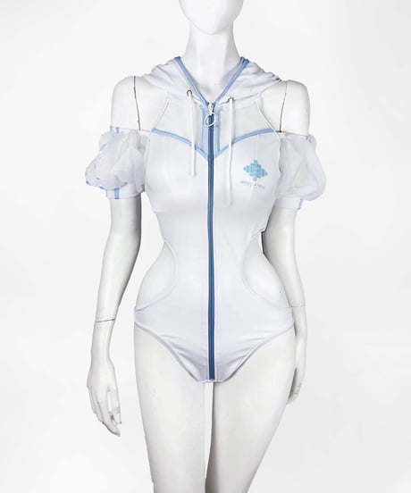 《サイバーパーカーワンピース水着》WHITE