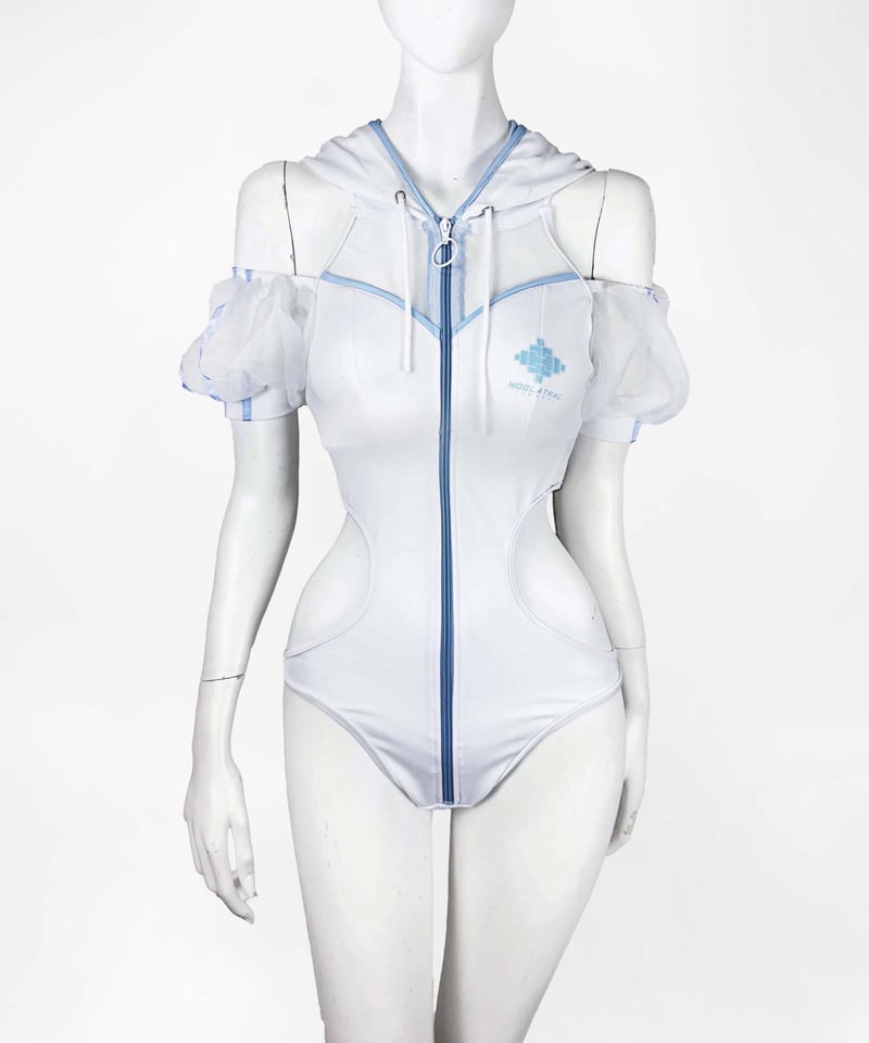 テオドールサイバー水着ホワイト サイバーパーカーワンピース水着》WHITE | HIDOLATRAL THEODOL