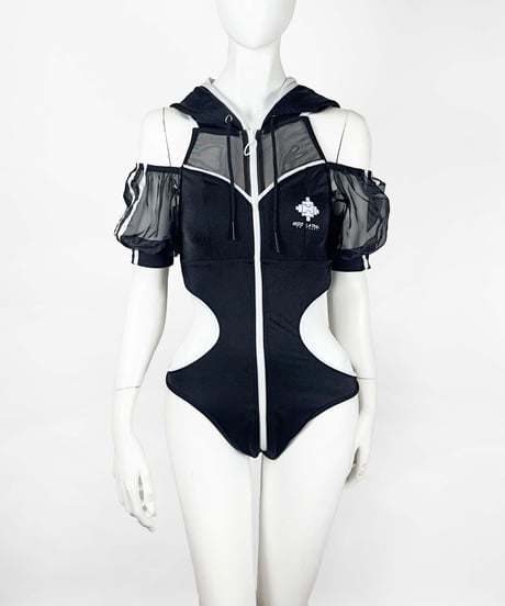 《サイバーパーカーワンピース水着》BLACK