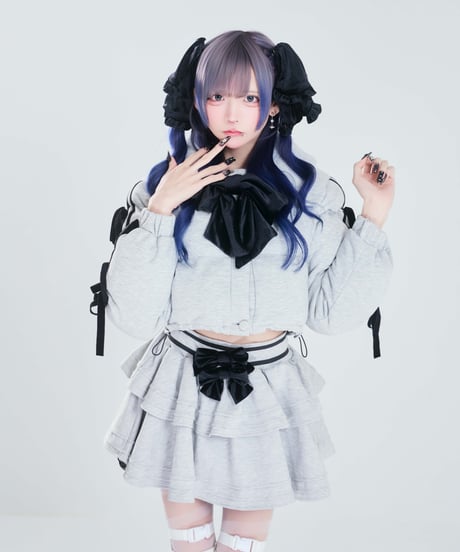 《リボンダウンセットアップ》トップス GRAY