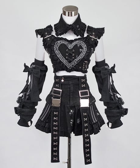 《y2kデニムハートビスチェ》BLACK