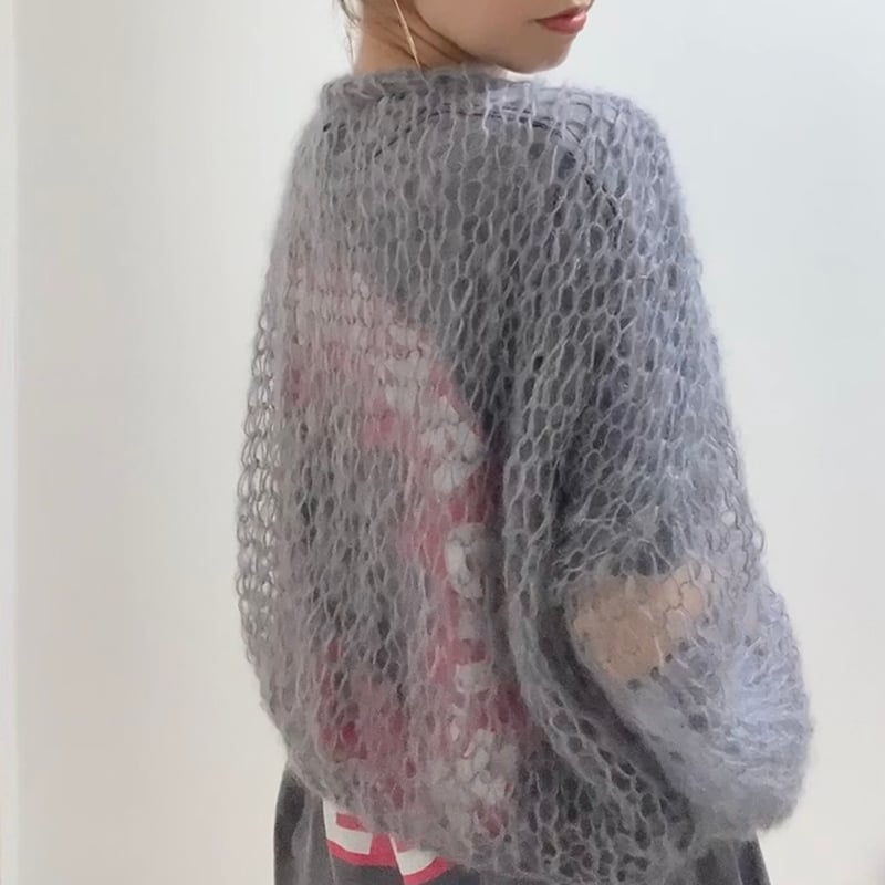 mohair knit pullover（gray）プルオーバーモヘアニット（グレー）#309