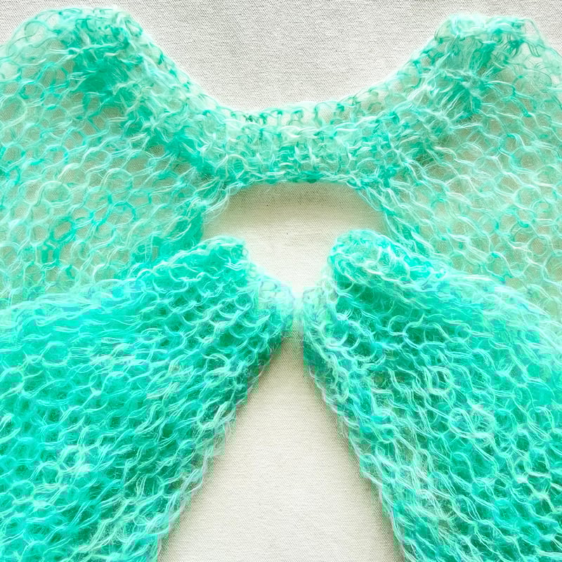 mohair knit sleeves（opalgreen）モヘアニットスリーブ（オパールグリ