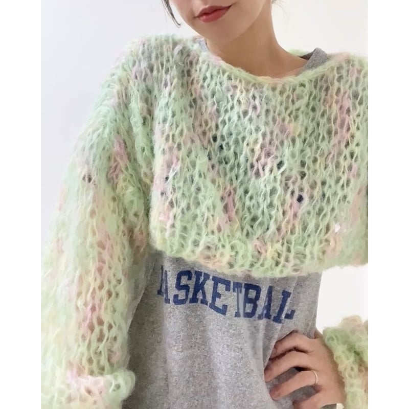 そらさん専用 未使用級✨アパルトモン　23AW　ラクーンモヘアニット　ブルー そらさん専用 未使用級✨アパルトモン 23AW ラクーンモヘア