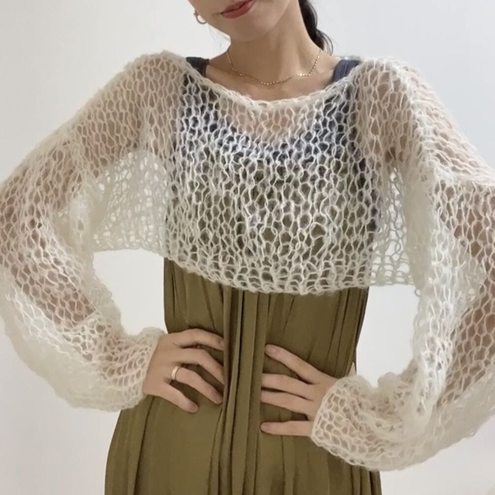 Short length mohair knit （Ivory）ショート丈モヘアニット