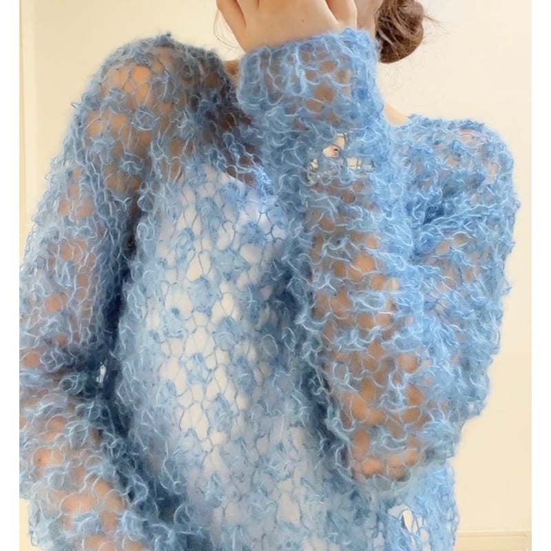 mohair knit pullover（blue）プルオーバーモヘアニット（ブルー）#256