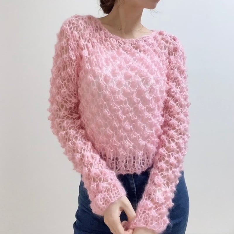 mohair knit pullover(pink)プルオーバーモヘアニット(ピンク mohair knit pullover(pink)プルオーバーモヘアニット(ピンク