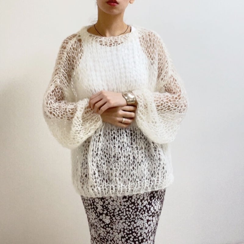 mohair knit pullover(offwhite)プルオーバーモヘアニット(オフホワ mohair knit pullover(offwhite)プルオーバーモヘアニット(オフホワ