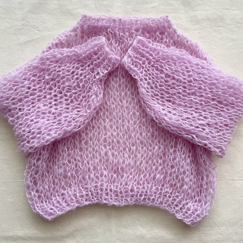 【雲雲】モヘアニット　ショートニット　シースルーニット　パープル　紫　パステル mohair knit pullover（purple）プルオーバーモヘアニット