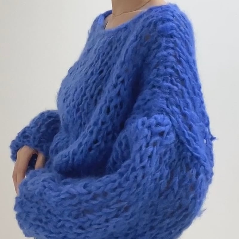 mohair knit pullover（Blue）プルオーバーモヘアニット（ブルー
