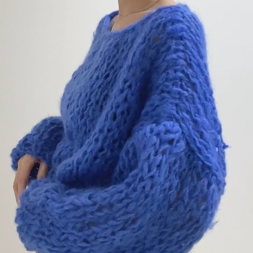 mohair knit pullover（Blue）プルオーバーモヘアニット（ブルー