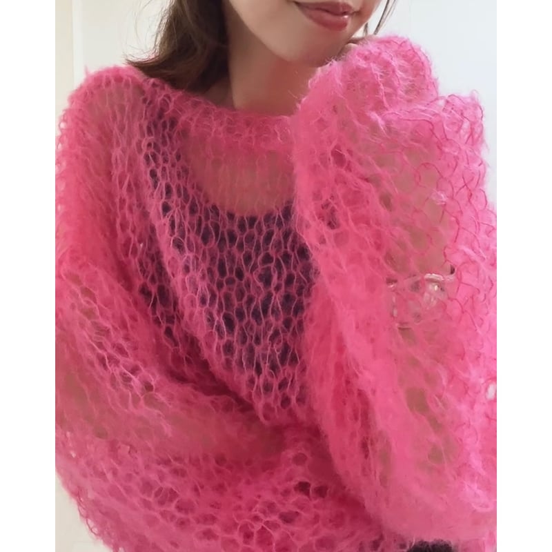 archivio タグ付きピンク プルオーバー　新品未使用　定価31,900 mohair knit pullover（Magentapink）プルオーバーモヘアニット