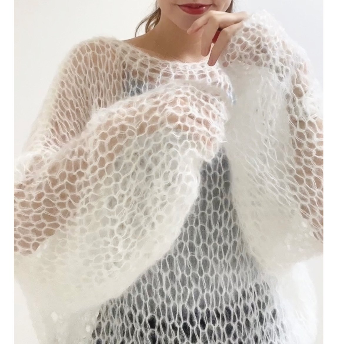 mohair knit pullover(White)プルオーバーモヘアニット mohair knit pullover(White)プルオーバーモヘアニット