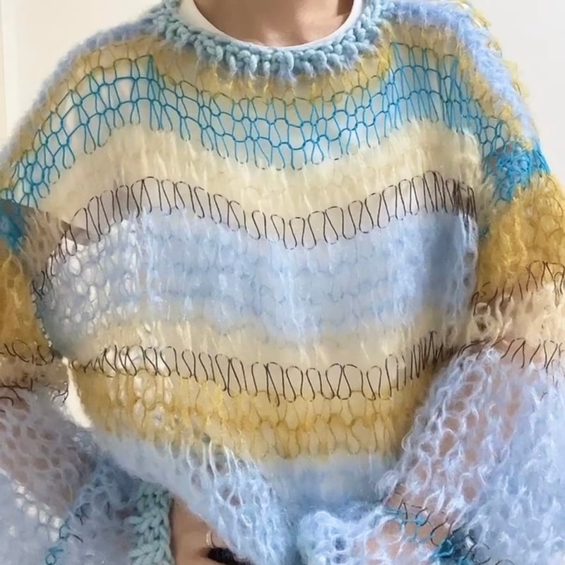 mohair knit pullover(blue)プルオーバーモヘアニット(ブルー mohair knit pullover(blue)プルオーバーモヘアニット(ブルー