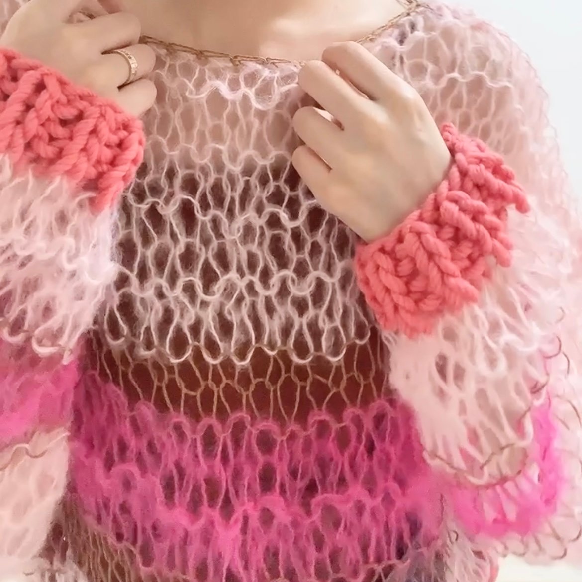 mohair knit pullover(pink)プルオーバーモヘアニット(ピンク mohair knit pullover(pink)プルオーバーモヘアニット(ピンク