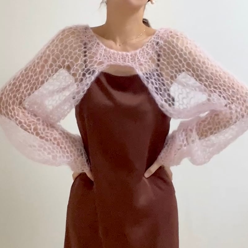 mohair knit sleeves（light pink）モヘアニットスリーブ（ライトピン