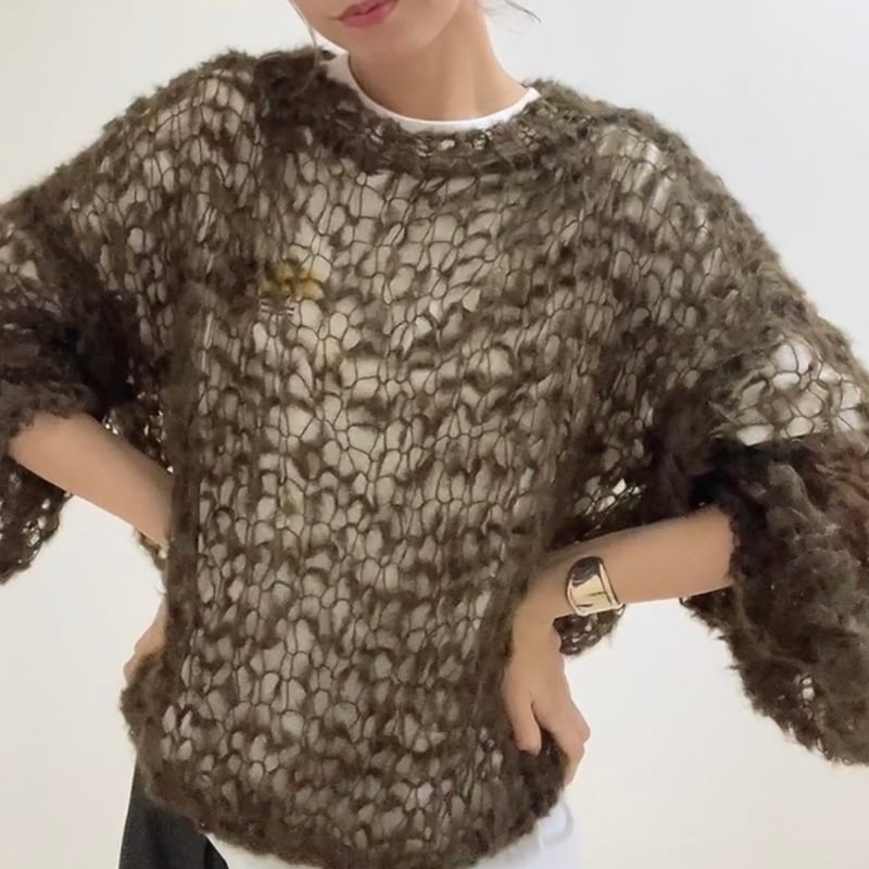 mohair knit pullover（khaki）プルオーバーモヘアニット