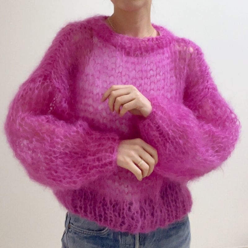 mohair knit pullover（Berry color）プルオーバーモヘアニット（ベ