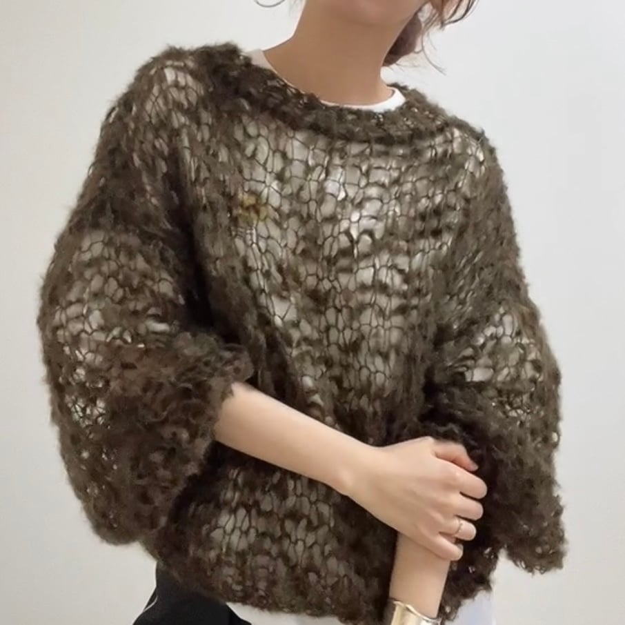 HYKE ハイク モヘアクロップニット モヘア カーキ グリーン サイズ1 楽天市場】HYKE(ハイク) 22AW モヘア ニットベスト ブラウン