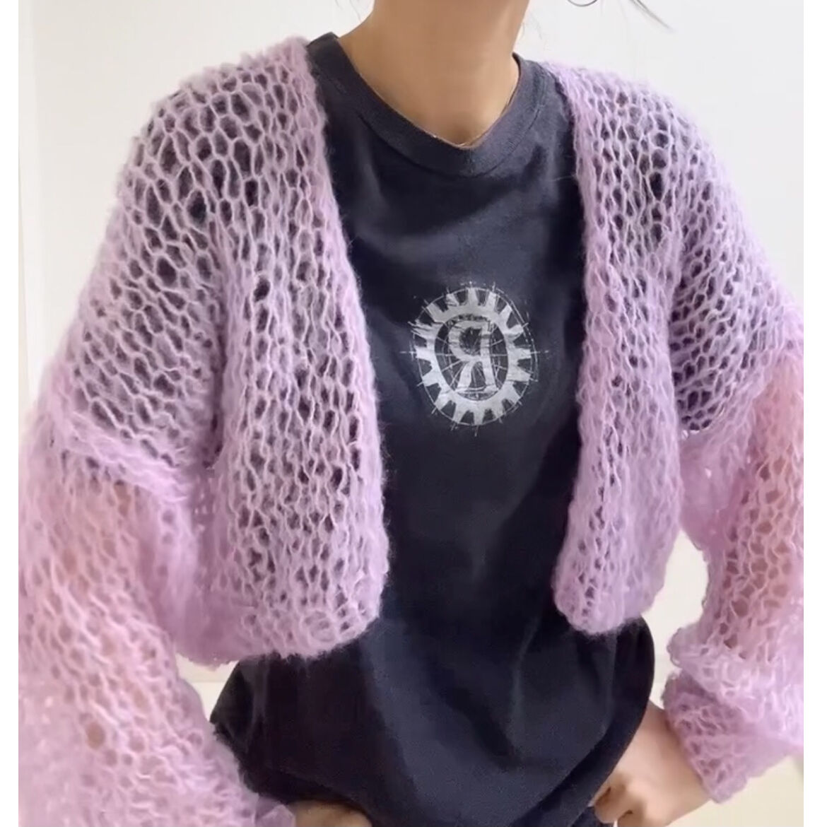 mohair knit cardigan（purple）モヘアニットカーディガン