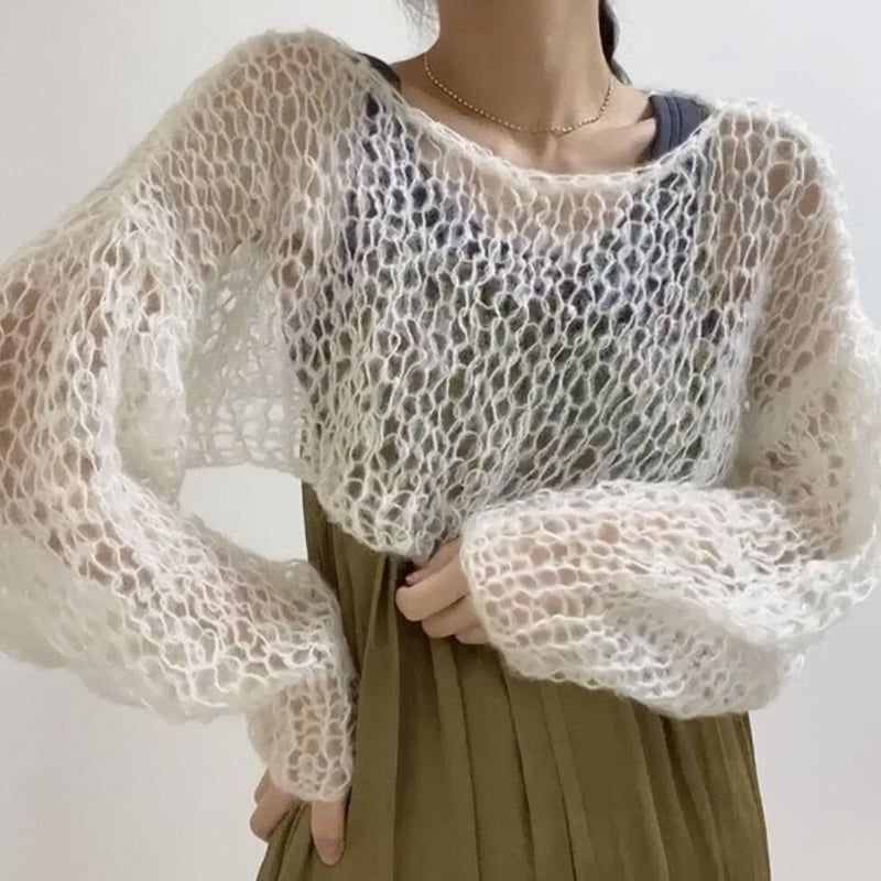 Short length mohair knit (Ivory)ショート丈モヘアニット Short length mohair knit (Ivory)ショート丈モヘアニット