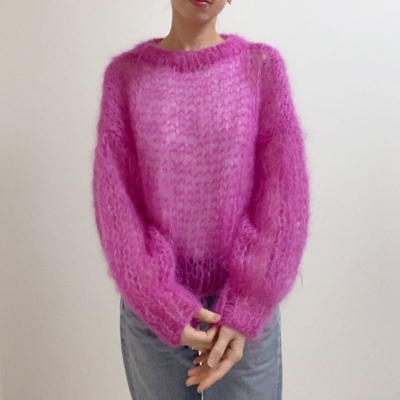 mohair knit pullover（Berry color）プルオーバーモヘアニット（ベ