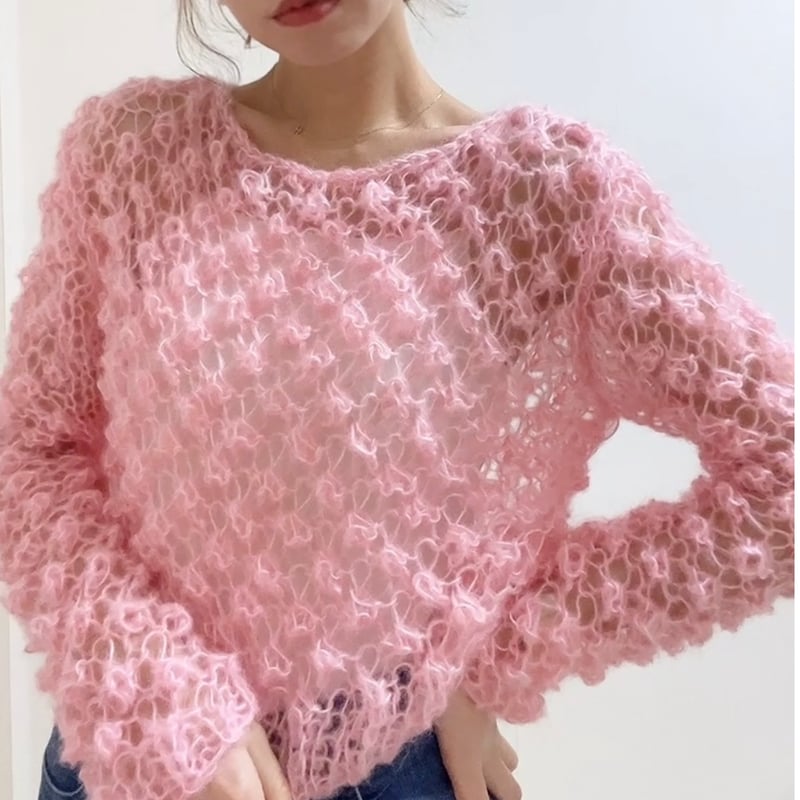 TELA モヘア ピンク ニットセーター XS TELA モヘア ピンク ニットセーター XS モヘア ニットセーター