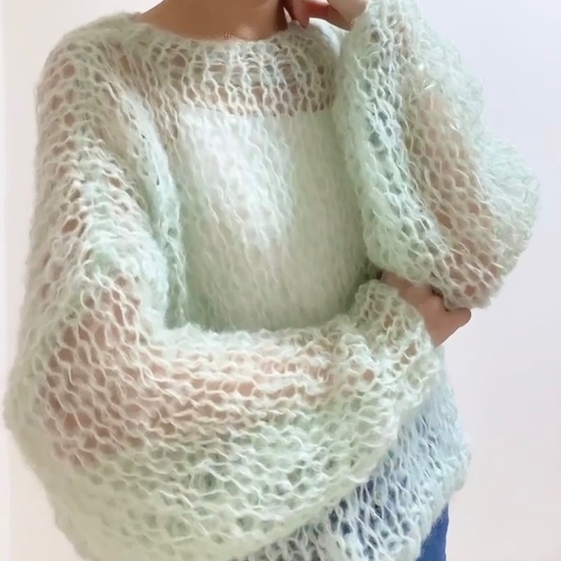 mohair knit pullover（mintgreen）プルオーバーモヘアニット（ミント