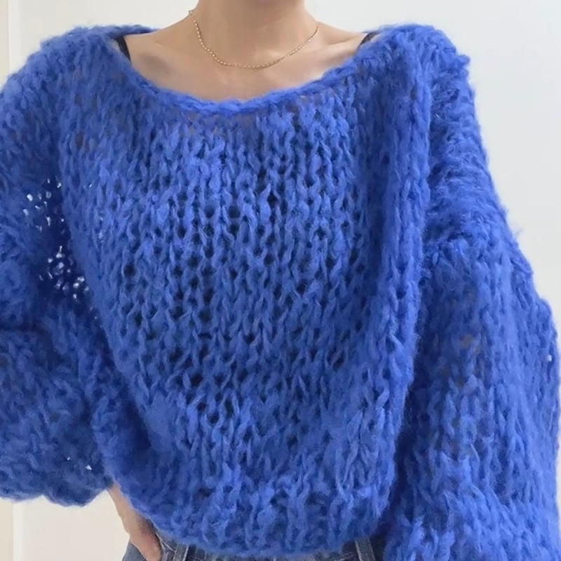 mohair knit pullover（Blue）プルオーバーモヘアニット（ブルー