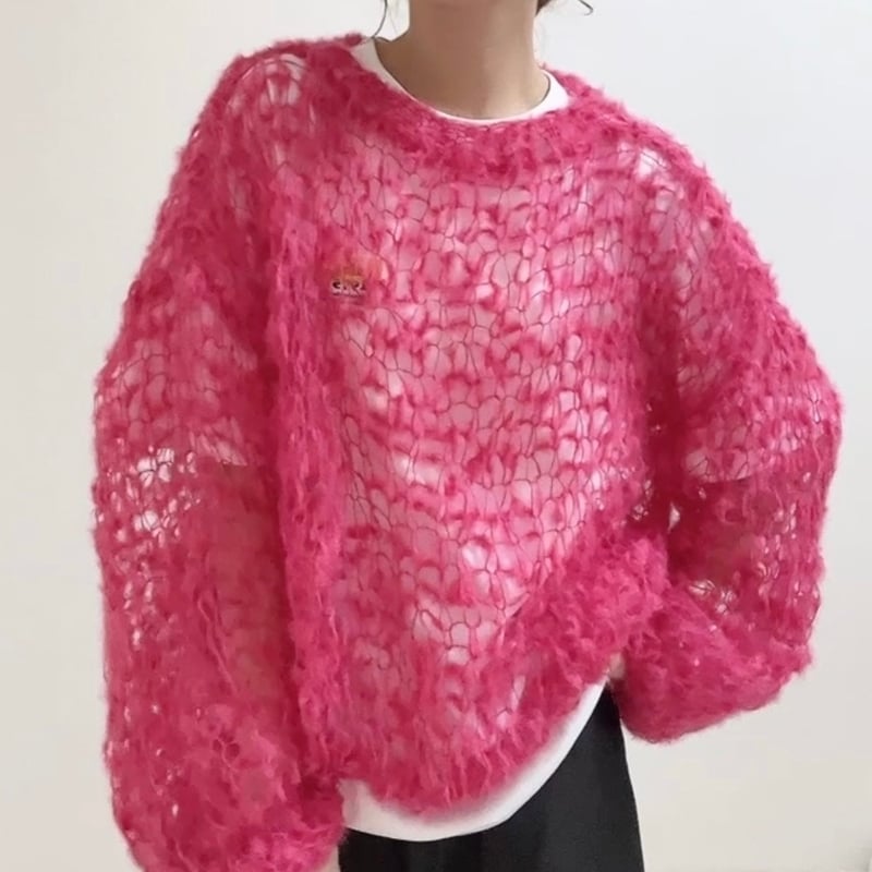 mohair knit pullover（hot pink）プルオーバーモヘアニット（ホットピ