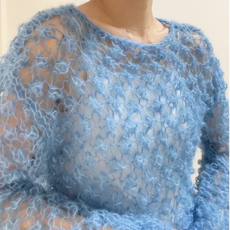 mohair knit pullover（blue）プルオーバーモヘアニット（ブルー）#256