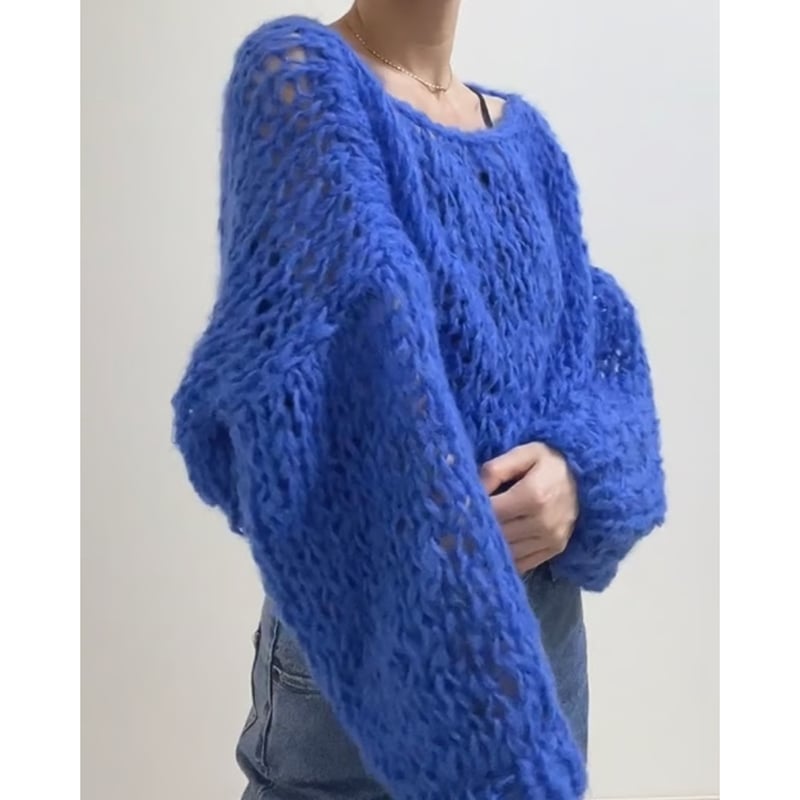 mohair knit pullover（Blue）プルオーバーモヘアニット（ブルー