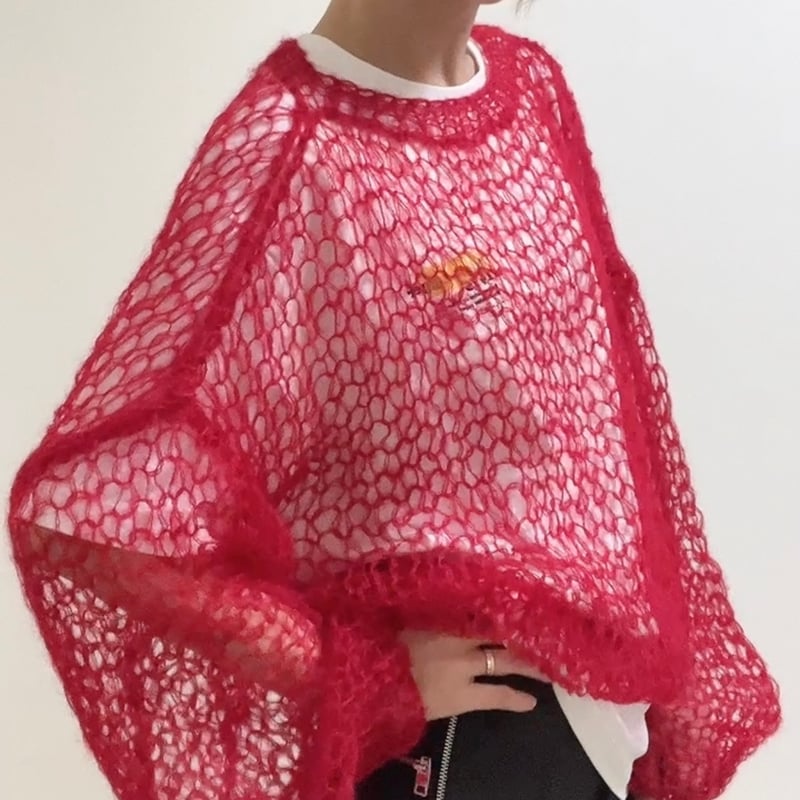mohair knit pullover(red)プルオーバーモヘアニット(レッド mohair knit pullover(red)プルオーバーモヘアニット(レッド