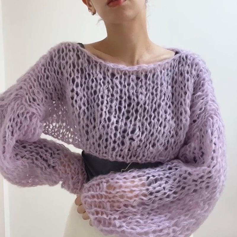 Short length mohair knit （light purple）ショート丈モヘア