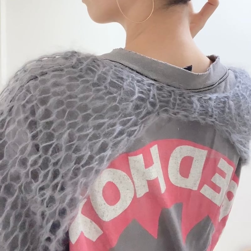 INSCRIRE グレーと赤のストライプのモヘアニット INSCRIRE 新品タグ