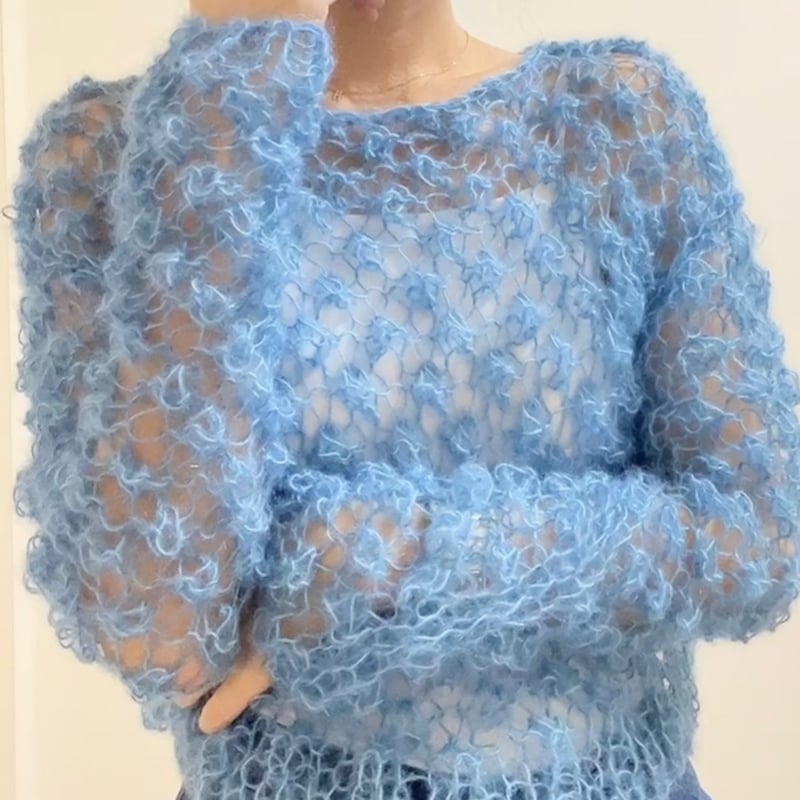 【USED】Chinatsu Aoyama モヘアリメイクメローニット 水色 USED】Chinatsu Aoyama モヘアリメイクメローニット 水色の通販はau