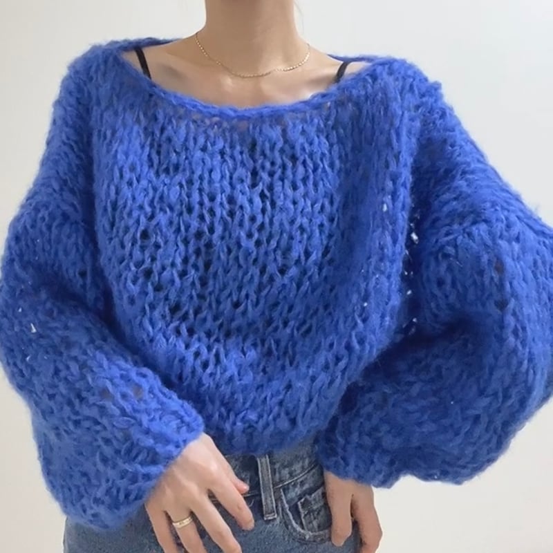 定価54600円 BLUE BLUE ヘビーウール 圧縮ニット Pコート 1/S mohair knit pullover（Blue）プルオーバーモヘアニット（ブルー