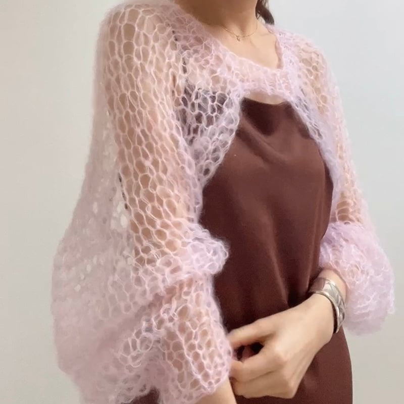 mohair knit sleeves（light pink）モヘアニットスリーブ（ライトピン