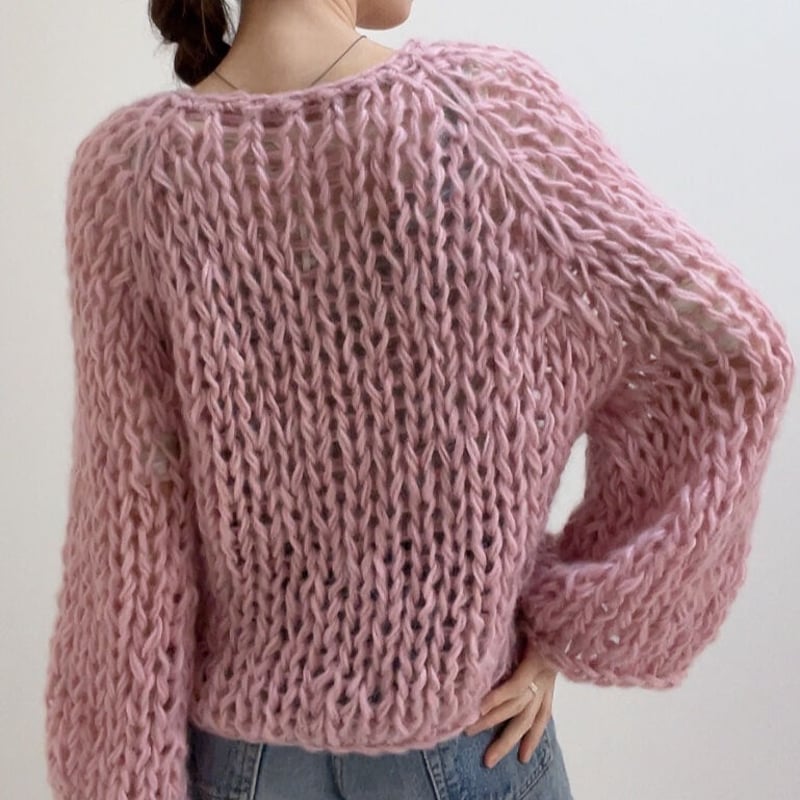 Raglan sleeve mohair knit （mauve pink）プルオーバーモヘア